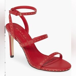 Kurt Geiger Red Strappy Heels with gold studded accents sz 8